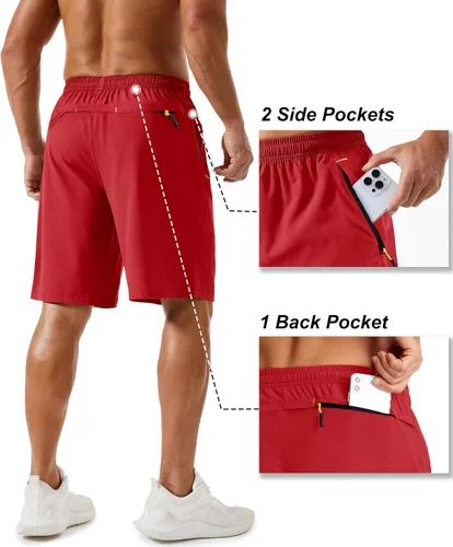Miniatura 65 de TACVASEN Pantalones cortos deportivos para correr para hombre, 9 pulgadas, de secado rápido, pantalones cortos ligeros de verano, 3 bolsillos
