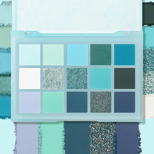 Miniatura 3 de UCANBE Paleta de sombras de ojos de 15 colores – Kit de maquillaje para ojos con brillo mate, purpurina metálica, tonos frescos en blanco, azul