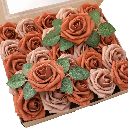 Miniatura 14 de Floroom Flores artificiales de espuma, aspecto real, con tallos, para manualidades, ramos de boda, centros de mesa, despedida de soltera, fiesta, 25