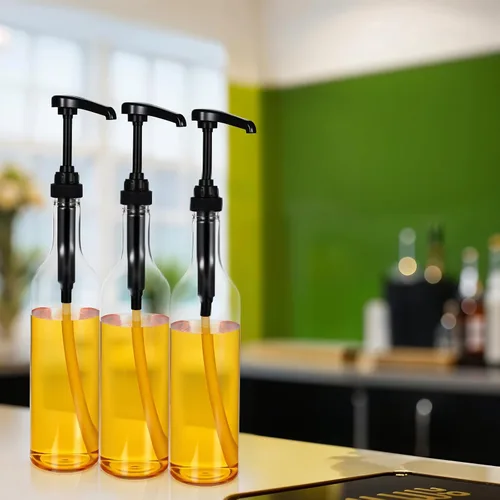 Miniatura 6 de Botellas de jarabe de 25 onzas con bomba, botellas de cuello largo, dispensador de bomba de jarabe de plástico para cafeterías, accesorios