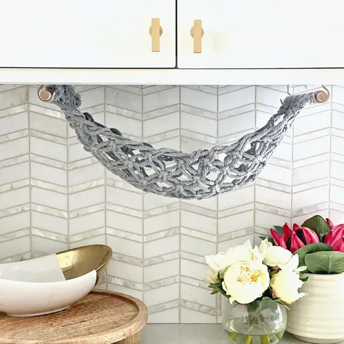 Miniatura 2 de Hamaca de frutas – Cesta de frutas colgante – Almacenamiento de productos y verduras para cocina debajo del gabinete – Gancho de plátano – macramé