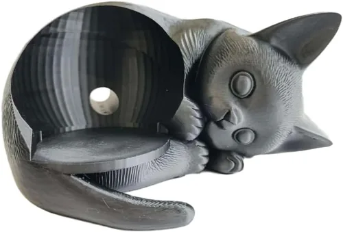 Miniatura 5 de Soporte impreso en 3D con forma de gato para Echo Dot 5ª generación, organizador de escritorio negro PLA+ compatible con Echo Dot 5, bonita