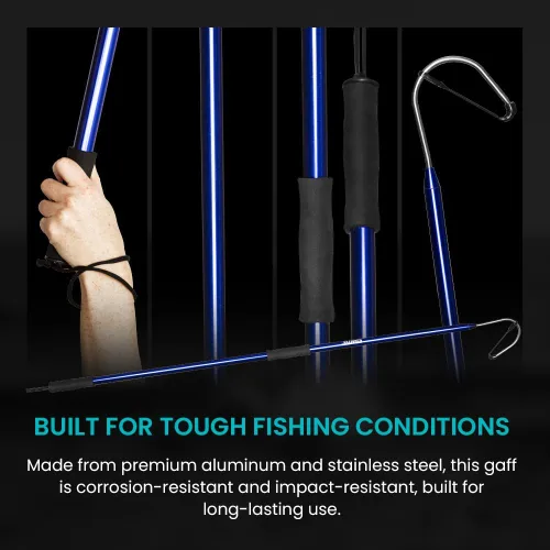 Miniatura 6 de GAFFER SPORTFISHING Aluminum Fish Gaff Hook Lightweight Fishing Pole with Sharp Stainless Steel Spear Hook Ergonomic Foam Grips, Secure Lanyard