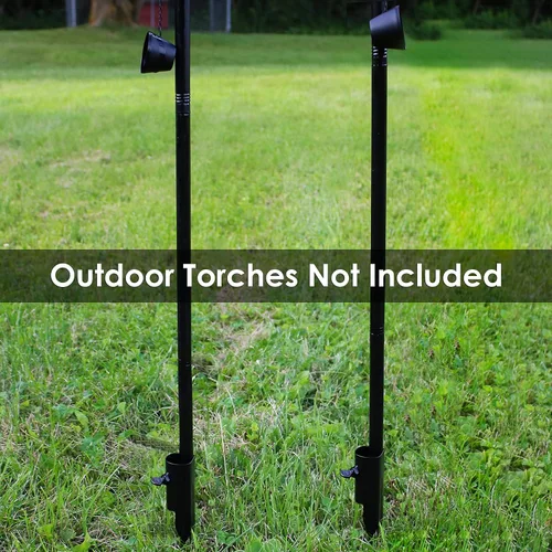 Miniatura 6 de Sunnydaze Estacas de jardín para luces al aire libre – Estaca de metal para luces solares y antorchas de llama viva – Estaca de antorcha de acero