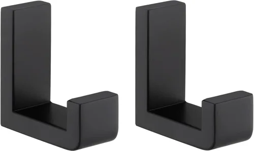 Gancho Simple de Ángulo para Toalla Negro Mate 2 Pack, Gancho para Abrigo de Baño de Acero Inoxidable 304 para Pared