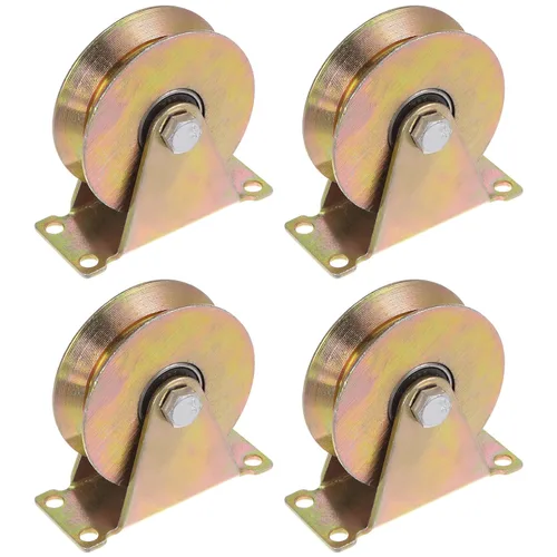 Miniatura 10 de HARFINGTON 4 piezas ruedas de rodamiento de 1.2 pulgadas con ranura en V para puerta corredera, ruedas de rodamiento rígidas con soporte para riel
