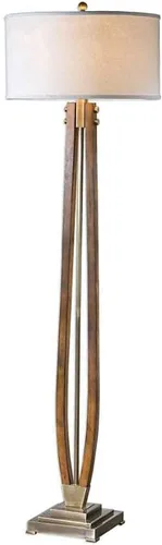 Miniatura 4 de Uttermost Lámpara de pie de madera con manchas de miel pulida Boydton