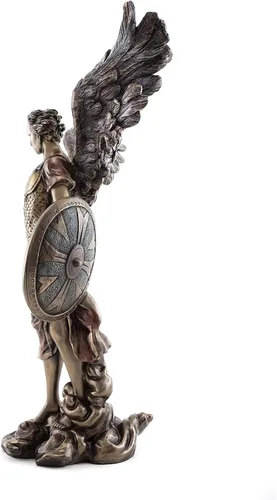 Miniatura 3 de Top Collection Estatua de San Miguel el Arcángel – Michael, defensor de la iglesia escultura en bronce fundido en frío de primera calidad – Figura