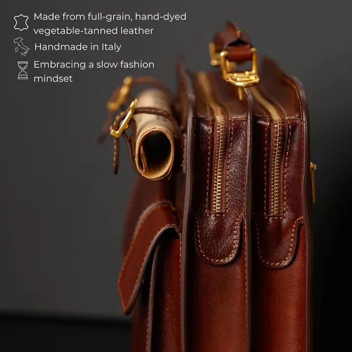 Miniatura 5 de Time Resistance Maletín de cuero - Bolso elegante para hombre - Maletín de negocios y vintage Made in Italy
