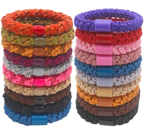 Miniatura 12 de Fashion & Lifestyle 20 ligas grandes para el cabello, caballo, para cabello grueso, bandas elásticas para el cabello, cuerdas tejidas para mujeres