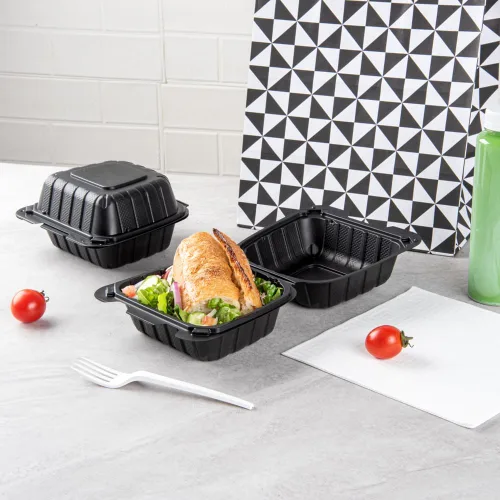 Miniatura 3 de Restaurantware Thermo Tek - Recipientes para llevar rellenos de minerales de 6 x 6 x 3 pulgadas, 100 recipientes duraderos para llevar, contenedores