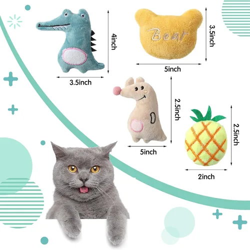 Miniatura 2 de Gejoy 20 piezas de juguetes de hierba gatera para gatos de interior, juguetes de peluche para masticar, juguetes interactivos con hierba gatera