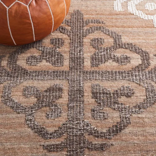 Miniatura 7 de SAFAVIEH Kenya Collection - Alfombra decorativa de 3 x 5 pies, marrón y carbón, lana tribal anudada a mano, ideal para zonas de alto tráfico