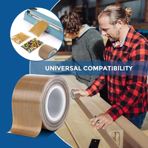 Miniatura 6 de Cinta de teflón, cinta de PTFE de tela de 1/2 pulgada de 30 pies para máquina selladora de impulso manual o al vacío, cinta adhesiva recubierta