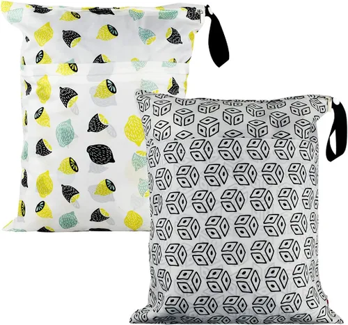 2 bolsas impermeables reutilizables para ropa de bebé, ropa de gimnasio, bolsas de viaje, lavables, playa, piscina, trajes de baño, bolsillos con