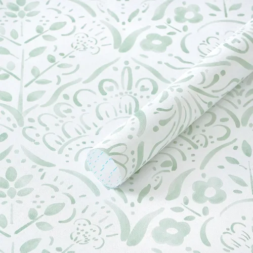 Miniatura 30 de Dimoon Papel tapiz de 78.7 x 17.3 pulgadas, papel de contacto para despegar y pegar, papel tapiz bohemio beige, marrón, floral, extraíble