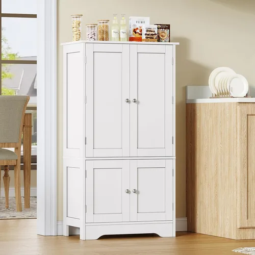 Miniatura 8 de TEENFON Armario de despensa de 43 pies de alto con 4 puertas, armario de cocina con 6 estantes de puerta, armario de almacenamiento-despensa