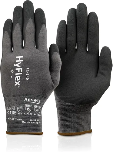 Ansell HyFlex 11-840 - Guantes industriales ergonómicos con revestimiento de nitrilo de nailon y elastano resistentes a la abrasión para automoción