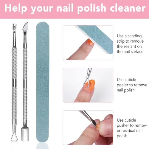 Miniatura 6 de Removedor de esmalte de uñas de gel, paquete de 3 unidades, removedor de esmalte de gel profesional, no irritante, rápido y fácil, kit