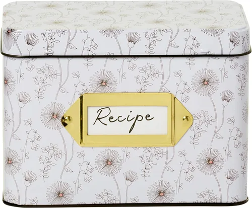 Miniatura 3 de C.R. Gibson Juego de tarjetas de recetas y caja: caja de recetas de lata de estilo vintage con 40 tarjetas y 12 divisores, 4.2 x 6.6 pulgadas