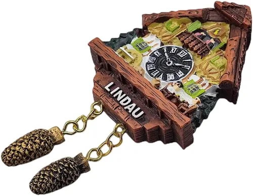 Miniatura 5 de Lindau Baviera Alemania - Reloj de cuco para nevera, imán 3D, recuerdo de viaje, decoración de nevera, calcomanía magnética, colección