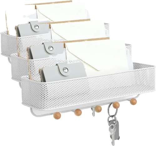 Miniatura 12 de Umbra Estique - Organizador de entrada con ganchos y estantes, con estante, color blanco (paquete de 3)