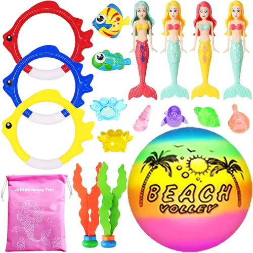 18 piezas de juguetes de buceo para piscina para niños de 3 a 12 años con bolsa de almacenamiento, juegos de piscina de verano, juguetes de sirena