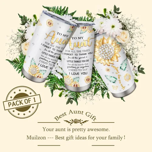 Miniatura 5 de Muilzon Vasos de 20 onzas para la tía – Regalos para la mejor tía del mundo para cumpleaños, Navidad, Día de la Madre, taza de café – Regalo