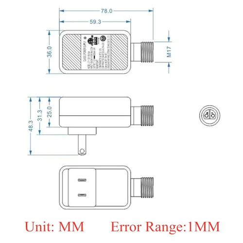 Miniatura 7 de Dirduaid Transformador LED de 12 V 0.6 A, adaptador de corriente inflable clase 2, transformador de bajo voltaje IP44, enchufe de EE. UU.
