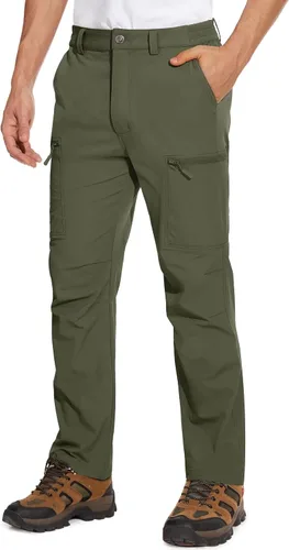 MAGCOMSEN Pantalones de senderismo para hombre, 6 bolsillos, resistentes al agua, tela Ripstop, pantalones de trabajo ligeros de secado rápido para