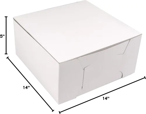 Miniatura 6 de O'Crème Cajas para Pasteles – Cajas de Panadería Blancas – Contenedores para Repostería de 14 x 14 x 5 Pulgadas – Cajas de Panadería Kraft