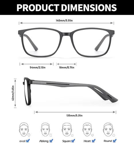 Miniatura 4 de Reading Glasses for Men,Blue Light Blocking Readers for men with Comfort Spring Hinge