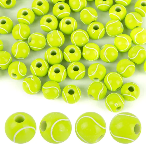 Miniatura 14 de AUEAR, 50 piezas de cuentas de béisbol de 12 mm para hacer joyas deportivas, collar, pulsera, decoración artesanal, accesorios