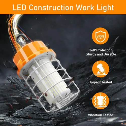 Miniatura 4 de RIUVAO Luz de trabajo temporal de 80W LED 12000lm 5000K luz diurna blanca portátil colgante iluminación de construcción llevó alta luz de la bahía