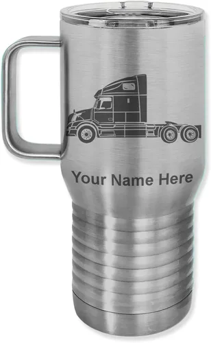 Miniatura 15 de LaserGram Taza de café aislada al vacío de 15 onzas, cabina de camión, grabado personalizado incluido (negro)