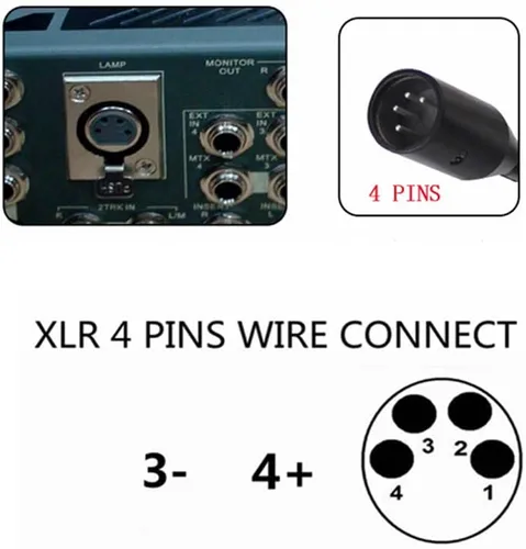 Miniatura 5 de Lámpara de estudio LED XLR de 22 pulgadas con cuello de cisne de 4 pines para mezclador DJ, puerto de conexión XLR de 4 pines (puerto XLR de 4 pines)