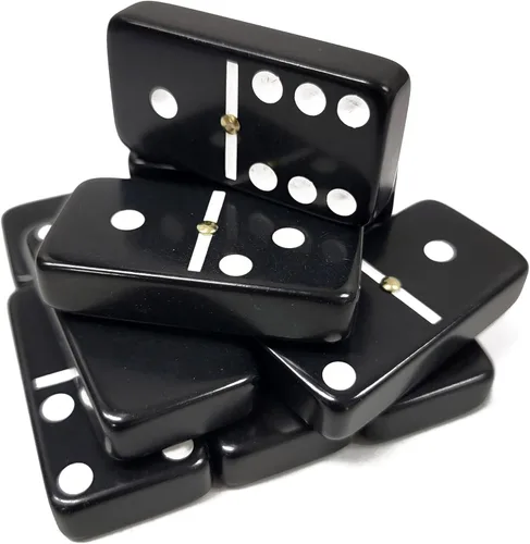 Miniatura 7 de Marion & Co. Dominó Doble Seis 6 Azulejos Negros Tamaño Jumbo de Torneo Profesional con Giradores en Bolsa Elegante de Terciopelo Negro