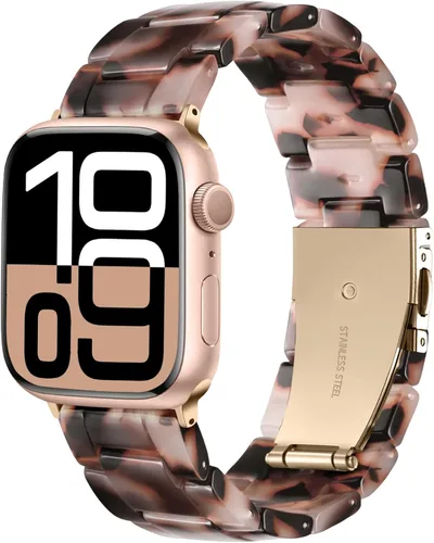 Miniatura 16 de Lerobo - Banda de resina compatible con Apple Watch Series 11/10/9/8/7 de 38mm 40mm 41mm 42mm 44mm 45mm 46mm 49mm, correa ligera de moda para iWatch