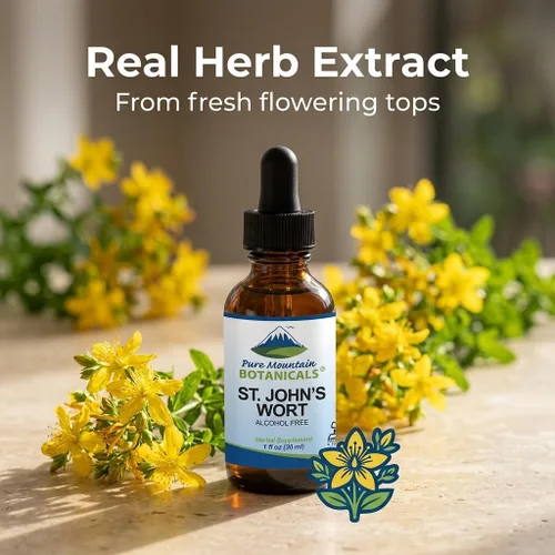 Miniatura 3 de Pure Mountain Botanicals Tintura de hierba de San Juan - Suplemento vegano líquido Kosher de hierba de San Juan sin alcohol, 500 mg