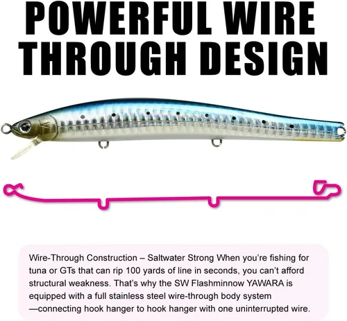 Miniatura 3 de LUCKY CRAFT FlashMinnow 125 YAWARA, señuelos de pesca de agua salada, accesorios y equipo de pesca de surf Jerkbait, señuelos de pesca de fletán