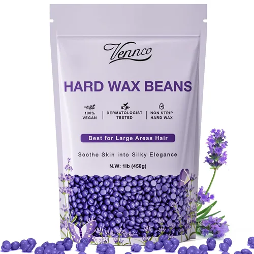 Miniatura 16 de Kit de perlas de cera dura Vennco para depilación, 36 piezas de perlas de cera para todo el cuerpo, cara y bikini brasileño, aloe, lavanda, flor