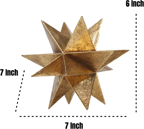 Miniatura 7 de Braxio Decoración de interiores de estilo moderno, estrellas de resina dorada multiángulo, escultura geométrica abstracta para sala de estar