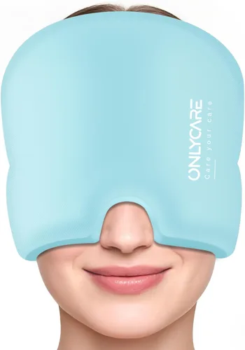 Miniatura 13 de ONLYCARE Gorro de alivio para migraña, máscara calmante para migraña, envoltura de gel de hielo para cabeza sin olor mejorada, terapia de frío