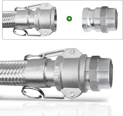 Miniatura 5 de TAISHER 2 accesorios de manguera de aluminio tipo F global, enchufe de 1-1/2 pulgadas x 1-1/2 pulgadas NPT macho