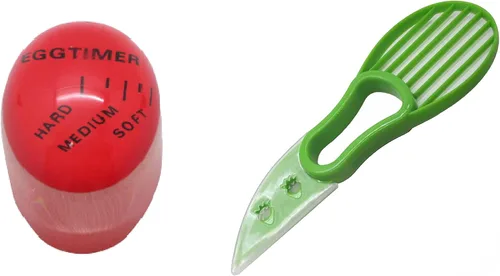 Gadgetime USA Juego de cortador de aguacate y temporizador de huevos, herramienta 3 en 1, cortador, pelador, deshuesador y cuchara, cuchillo