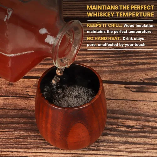 Miniatura 5 de BearSkill Vaso de madera carbonizada de bourbon para beber, vaso de whisky, regalos de bourbon para hombres, vaso de madera a la antigua, gran