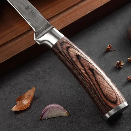 Miniatura 9 de Wakoli EDIB - Cuchillo deshuesador de damasco, hoja de precisión de 5.7 pulgadas, cuchillo de cocina profesional con núcleo VG10, mango ergonómico
