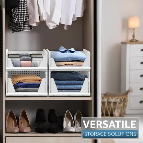 Miniatura 5 de Sorbus Organizador de estantes – Organizador de estante de armario para ropa, armario, baño, cocina, garaje – Cestas organizadoras de estantes