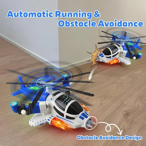 Miniatura 3 de Helicóptero de juguete con luces para niños pequeños, avión de juguete giratorio 360° con música y Bump & Go, regalo de cumpleaños para niños de 3 a