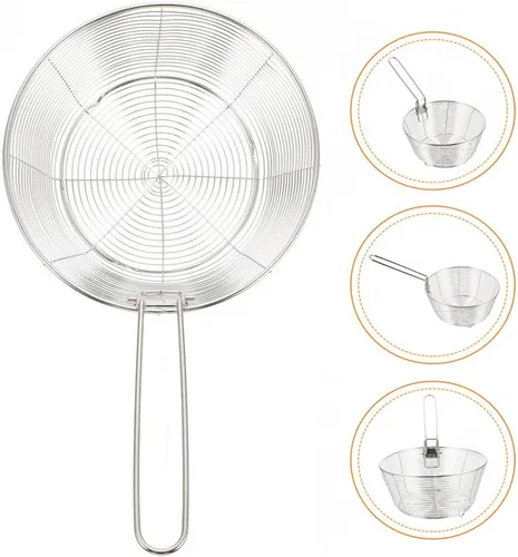 Miniatura 5 de Luxshiny Cesta de freír de alambre de metal, cesta para patatas fritas, asa resistente para un fácil manejo